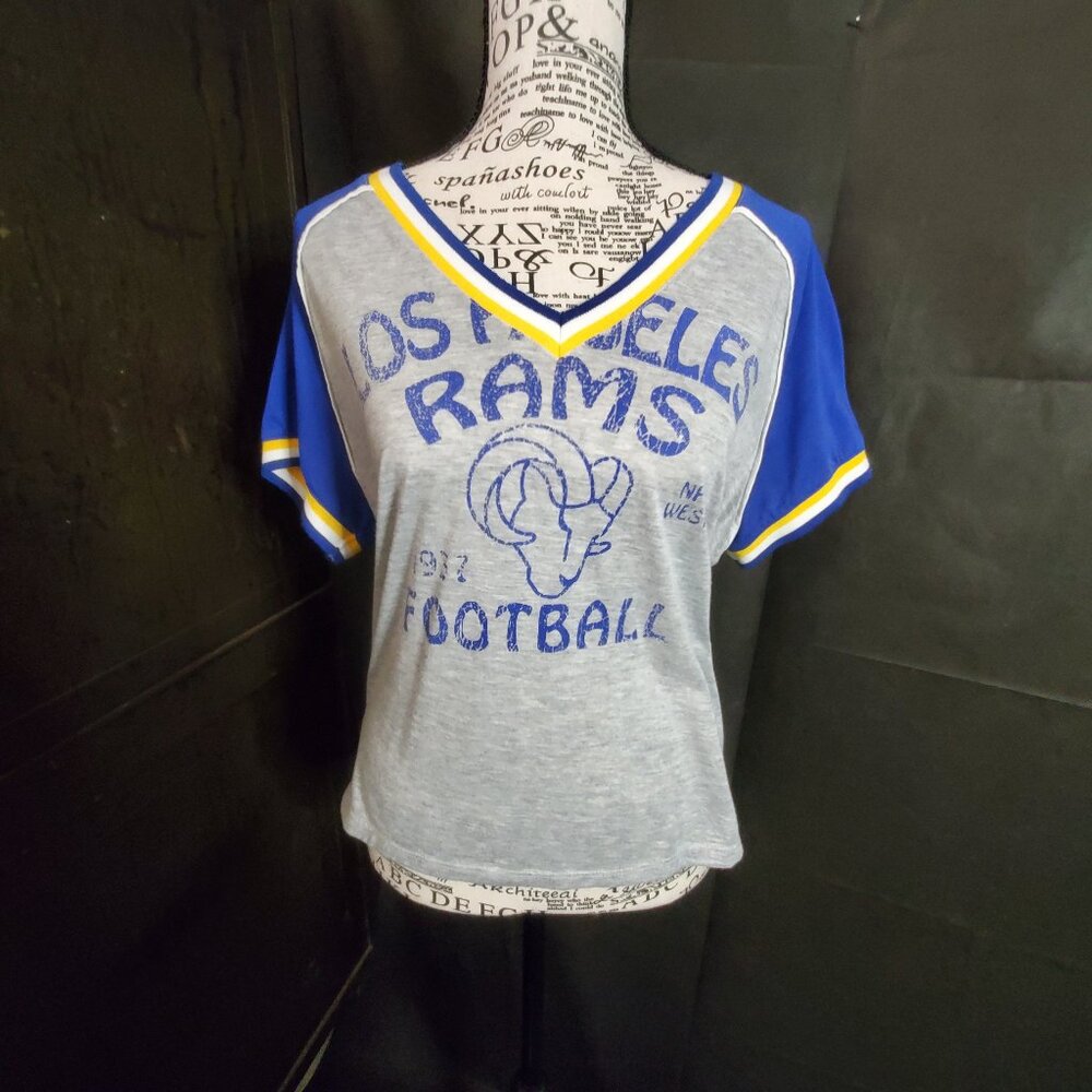 Women’s NFL Team Apparel Wear by Erin Andrews Distressed LA Rams Tee Size XL